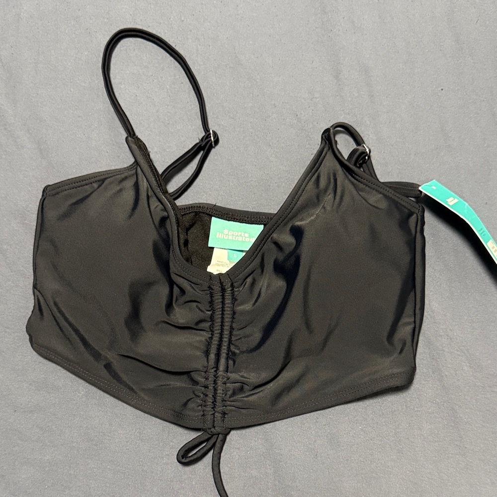 Black Ruched Bikini Top